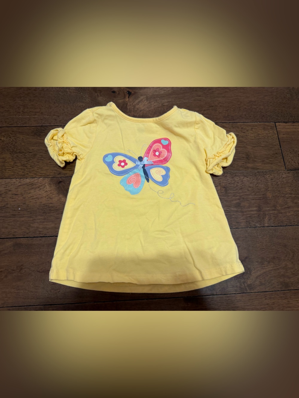 Girls Yellow Butterfly Puff-Sleeve Tee